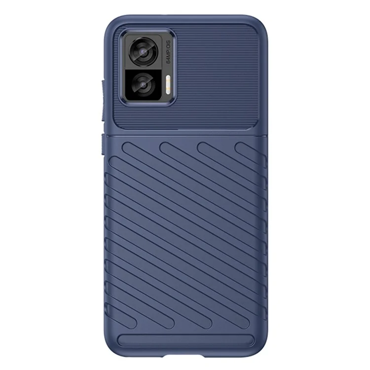 Pour Motorola Edge 30 Neo 5G Thunder Series Anti-drop Thickened TPU Back Cover Twill Texture Phone Case - Bleu