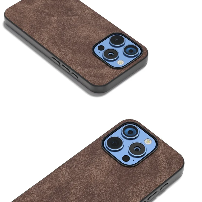 For iPhone 16 Pro Max Case PU Leather PC TPU Hybrid Phone Cover - Coffee