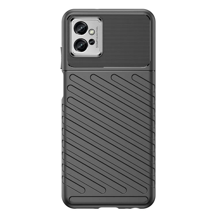 Para Motorola Moto G32 4G Thunder Series Twill Texture Thickened TPU Case Anti-fingerprint Protective Phone Cover - Negro