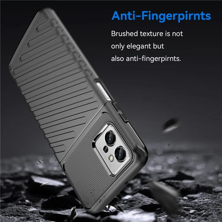Para Motorola Moto G32 4G Thunder Series Twill Texture Thickened TPU Case Anti-fingerprint Protective Phone Cover - Negro