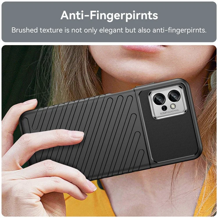 Para Motorola Moto G32 4G Thunder Series Twill Texture Thickened TPU Case Anti-fingerprint Protective Phone Cover - Negro