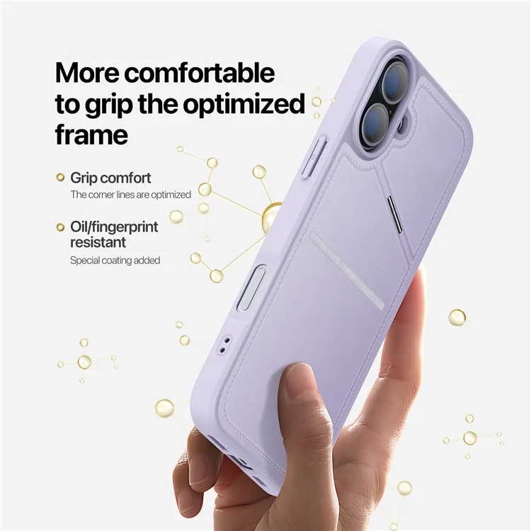 DUX DUCIS Rafi II Series for iPhone 16 Plus Magnetic Phone Case Card Holder Leather Back Cover - Purple