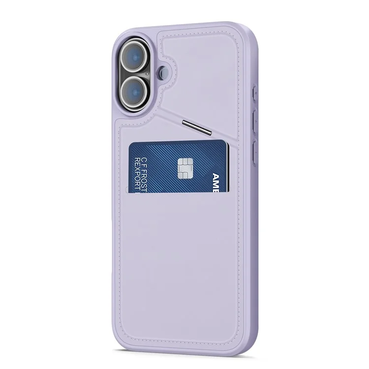 DUX DUCIS Rafi II Series for iPhone 16 Plus Magnetic Phone Case Card Holder Leather Back Cover - Purple