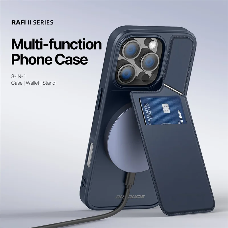 DUX DUCIS Rafi II Series for iPhone 16 Pro Max Case Compatible with MagSafe Card Slots Phone Cover - Blue