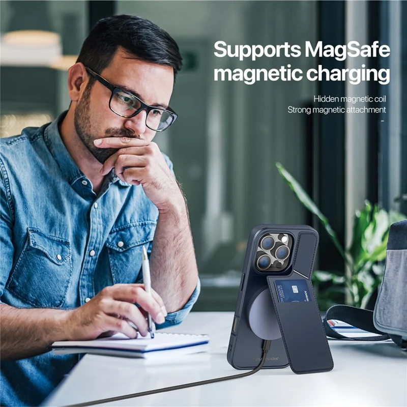 DUX DUCIS Rafi II Series for iPhone 16 Pro Max Case Compatible with MagSafe Card Slots Phone Cover - Blue