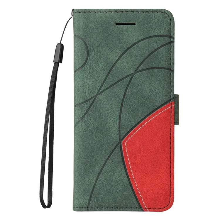 For OnePlus 12R 5G / Ace 3 5G Leather Case Wallet Stand Color Splicing Phone Cover  - Green