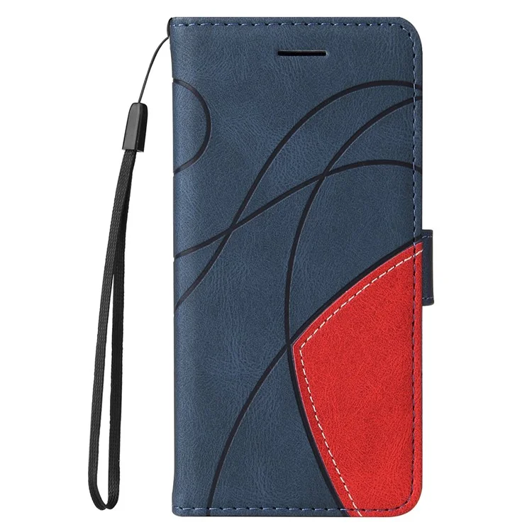 For Sony Xperia 10 VI Leather Case Wallet Stand Color Splicing Phone Cover  - Blue
