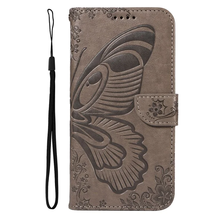 Per OnePlus 12R 5G / Ace 3 5G Custodia Farfalla Antiurto in Pelle Flip Phone Cover - Grigio