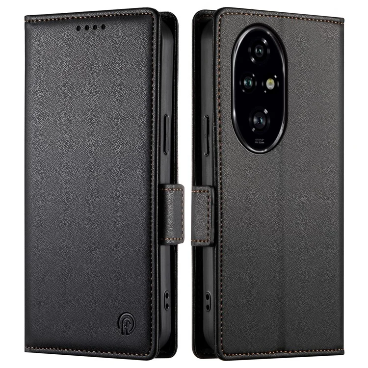 DF-010 For Honor 200 Pro 5G Case PU Leder Geldbörse Ständer Telefonabdeckung - Schwarz