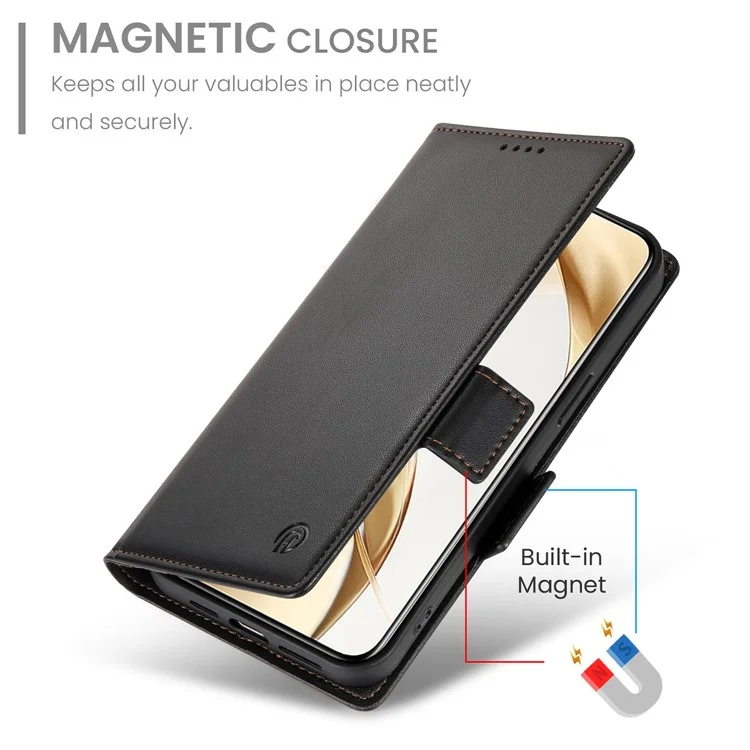 DF-010 For Honor 200 Pro 5G Case PU Leder Geldbörse Ständer Telefonabdeckung - Schwarz