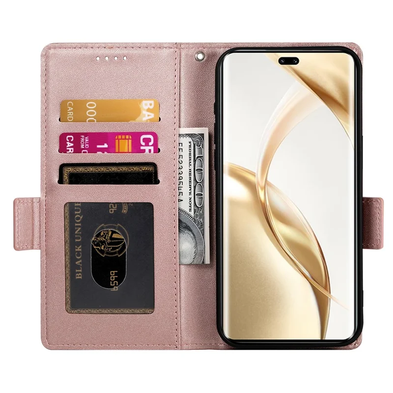 DF-010 For Honor 200 Pro 5G Case PU Leather Wallet Stand Phone Cover - Rose Gold