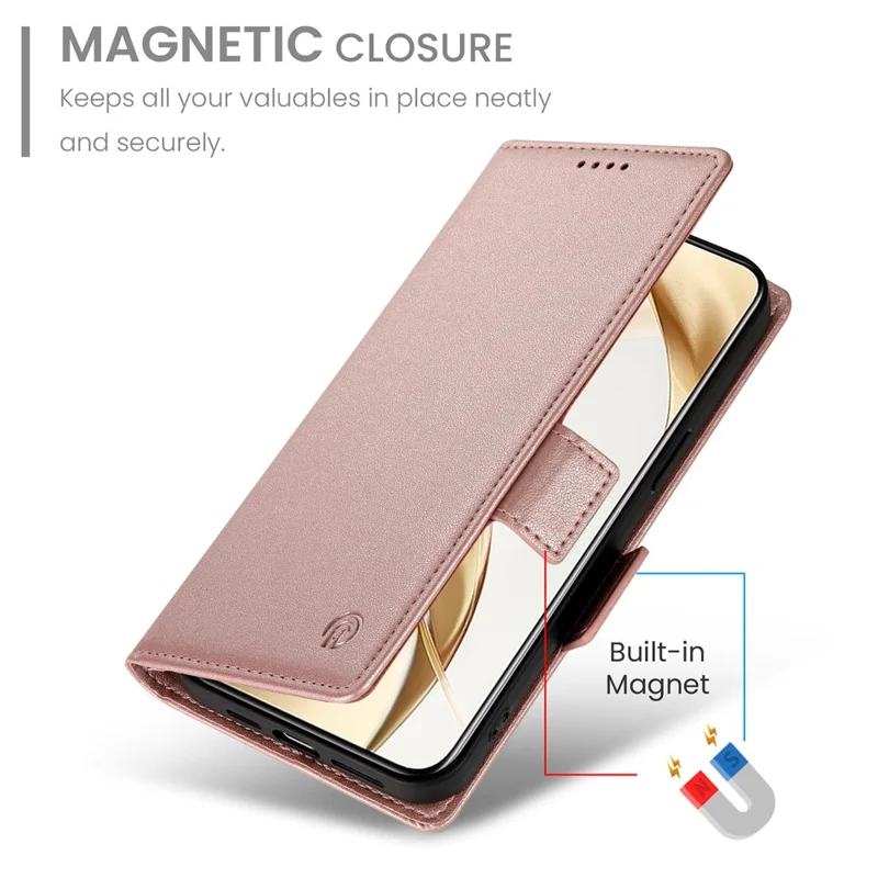 DF-010 For Honor 200 Pro 5G Case PU Leather Wallet Stand Phone Cover - Rose Gold