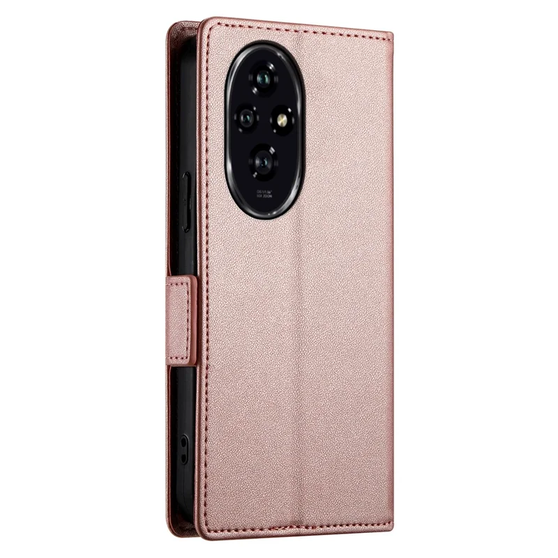 DF-010 For Honor 200 5G Wallet Case PU Leather Stand Phone Cover - Rose Gold