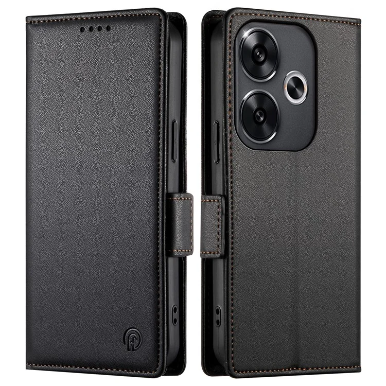 DF-010 Für Xiaomi Redmi Turbo 3 5G / Poco F6 5G Ständer-Hülle PU-Leder Wallet Phone Cover - Schwarz