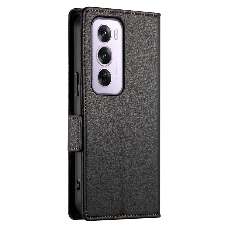 DF-010 For Oppo Reno12 Pro 5G (Global) Case PU Leather Stand Phone Cover with Wallet - Black