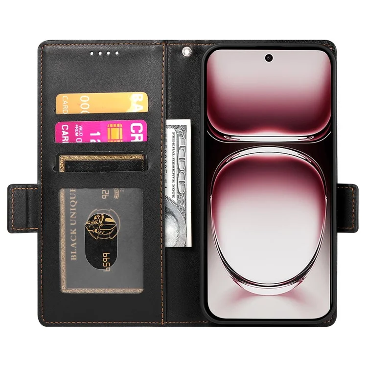 DF-010 For Oppo Reno12 Pro 5G (Global) Case PU Leather Stand Phone Cover with Wallet - Black