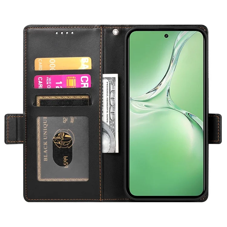 DF-010 Para Oppo K12 / OnePlus Nord CE4 5G Capa de Suporte Antirroubo de Couro PU Capa de Telefone - Preto