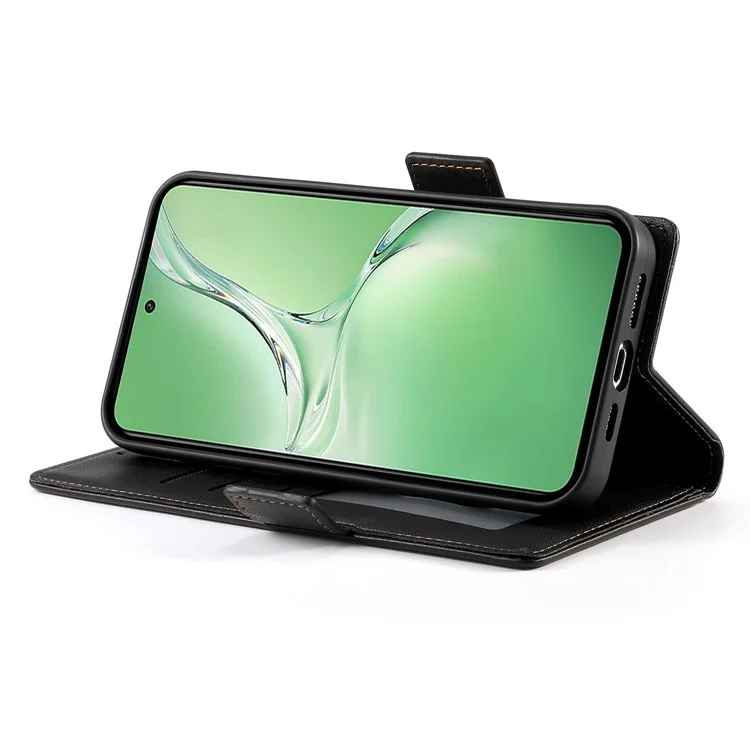 DF-010 Para Oppo K12 / OnePlus Nord CE4 5G Capa de Suporte Antirroubo de Couro PU Capa de Telefone - Preto