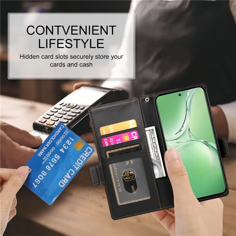 DF-010 Para Oppo K12 / OnePlus Nord CE4 5G Capa de Suporte Antirroubo de Couro PU Capa de Telefone - Preto