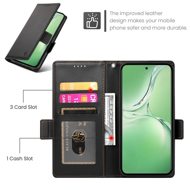 DF-010 Para Oppo K12 / OnePlus Nord CE4 5G Capa de Suporte Antirroubo de Couro PU Capa de Telefone - Preto