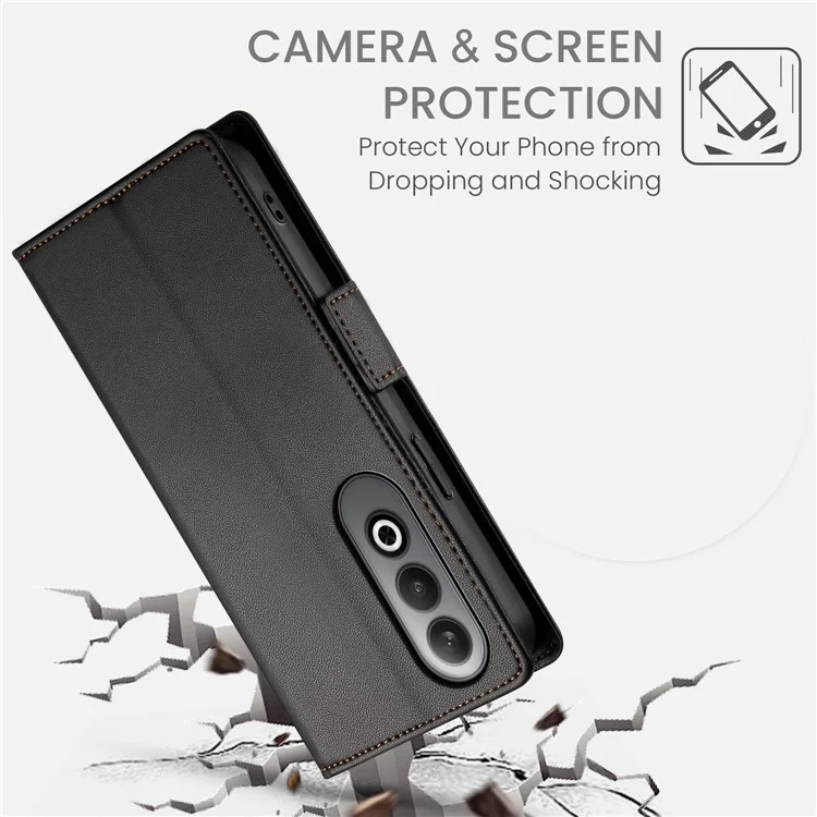 DF-010 Para Oppo K12 / OnePlus Nord CE4 5G Capa de Suporte Antirroubo de Couro PU Capa de Telefone - Preto