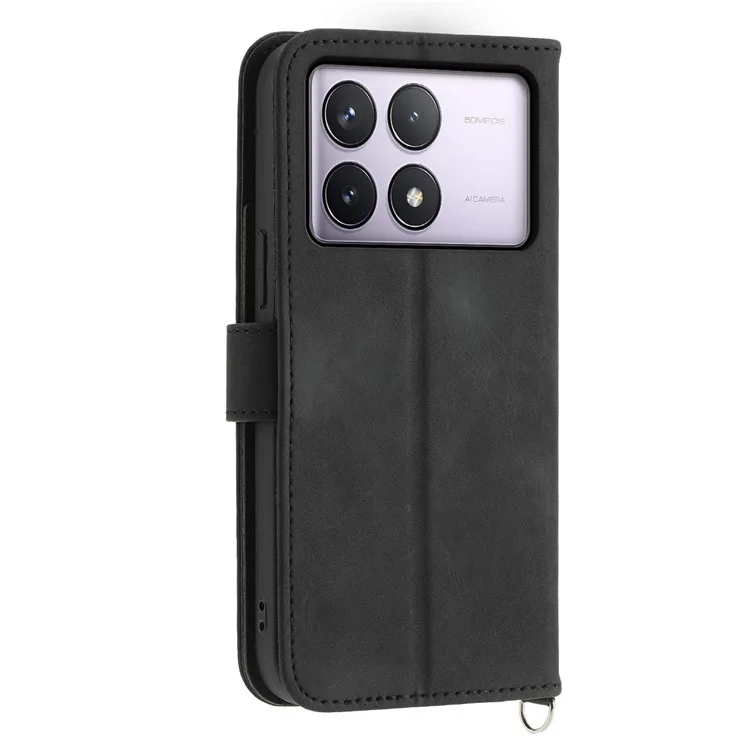 Para Xiaomi Poco F6 Pro 5G / Redmi K70 5G / K70 Pro 5G Capa de Carteira Padrão de Flor Couro PU Capa de Telefone - Preto