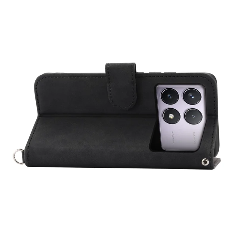 Para Xiaomi Poco F6 Pro 5G / Redmi K70 5G / K70 Pro 5G Capa de Carteira Padrão de Flor Couro PU Capa de Telefone - Preto