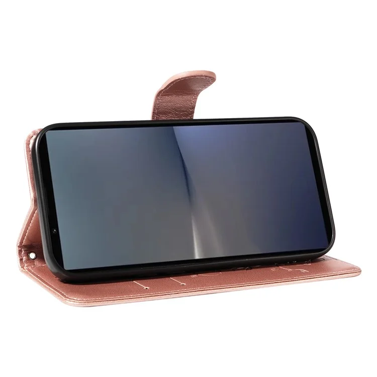 Para Sony Xperia 1 VI Case Floral Butterfly PU Leather Phone Cover Magnetic Clasp - Rose Gold