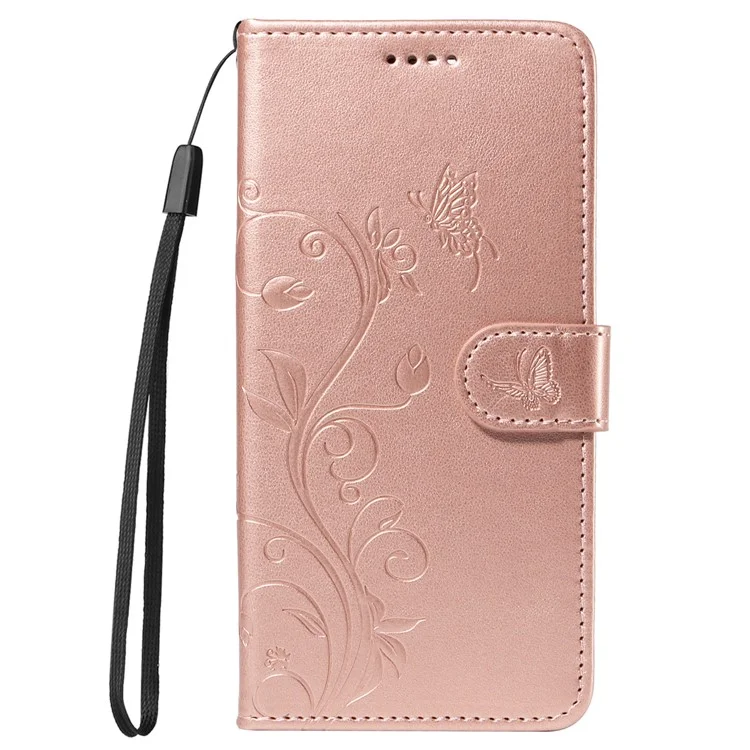 Para Sony Xperia 1 VI Case Floral Butterfly PU Leather Phone Cover Magnetic Clasp - Rose Gold