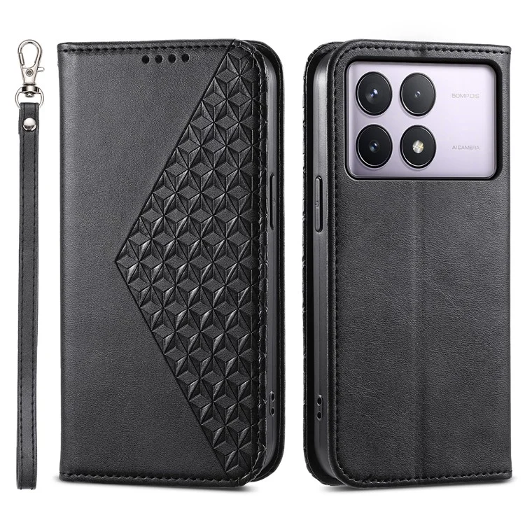 Para Xiaomi Poco F6 Pro 5G / Redmi K70 5G / K70 Pro 5G Funda de teléfono con cartera de textura de ternera PU Flip Cover - Negro