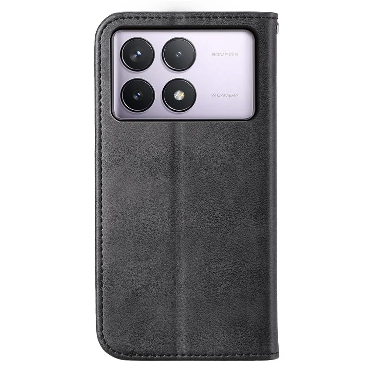Para Xiaomi Poco F6 Pro 5G / Redmi K70 5G / K70 Pro 5G Funda de teléfono con cartera de textura de ternera PU Flip Cover - Negro
