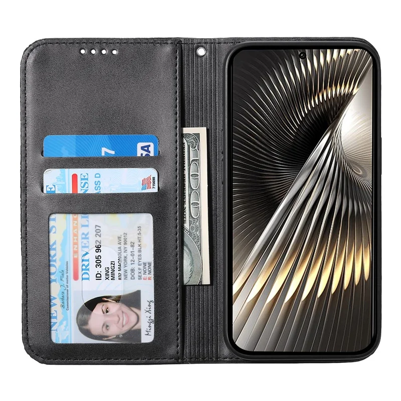 For Xiaomi Redmi Turbo 3 5G / Poco F6 5G Case Imprint Calf Texture Leather Wallet Phone Cover - Black