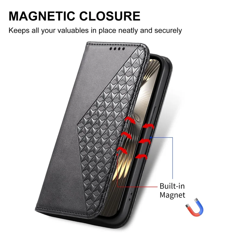 For Xiaomi Redmi Turbo 3 5G / Poco F6 5G Case Imprint Calf Texture Leather Wallet Phone Cover - Black