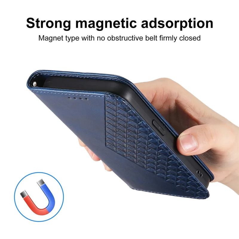 Para Oppo K12x 5G (China) / OnePlus Nord CE4 Lite 5G Capa de Telefone Textura de Bezerro Couro PU Carteira Capa com Alça - Azul
