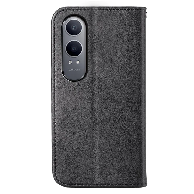 For Oppo K12x 5G (China) / OnePlus Nord CE4 Lite 5G Phone Case Calf Texture PU Leather Wallet Cover with Strap - Black