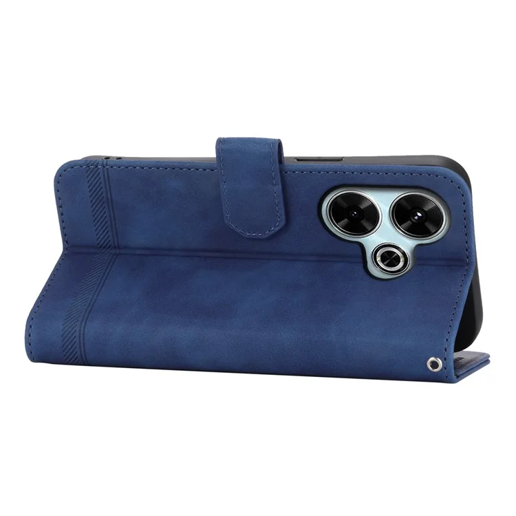 DIERFENG DF-03 Para Xiaomi Redmi 13 4G / 5G / Note 13R 5G / Poco M6 4G Capa de Couro Carteira Capa de Telefone - Azul