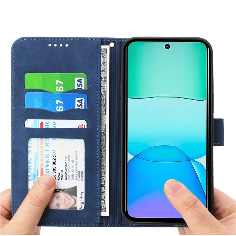 DIERFENG DF-03 Para Xiaomi Redmi 13 4G / 5G / Note 13R 5G / Poco M6 4G Capa de Couro Carteira Capa de Telefone - Azul