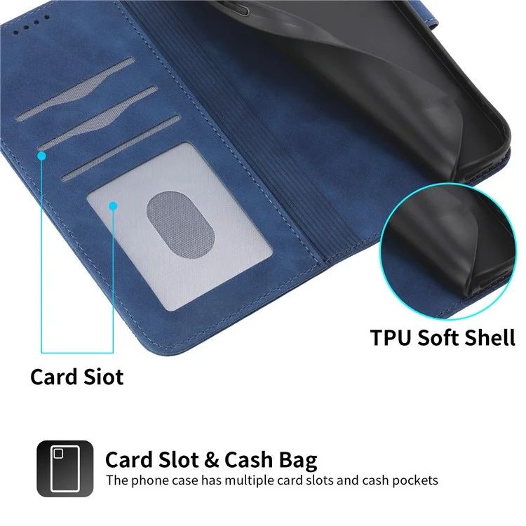 DIERFENG DF-03 Para Xiaomi Redmi 13 4G / 5G / Note 13R 5G / Poco M6 4G Capa de Couro Carteira Capa de Telefone - Azul