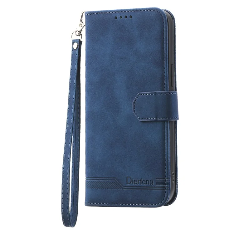 DIERFENG DF-03 Para Xiaomi Redmi 13 4G / 5G / Note 13R 5G / Poco M6 4G Capa de Couro Carteira Capa de Telefone - Azul