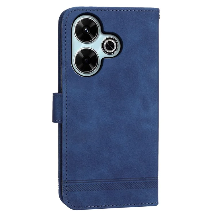 DIERFENG DF-03 Para Xiaomi Redmi 13 4G / 5G / Note 13R 5G / Poco M6 4G Capa de Couro Carteira Capa de Telefone - Azul