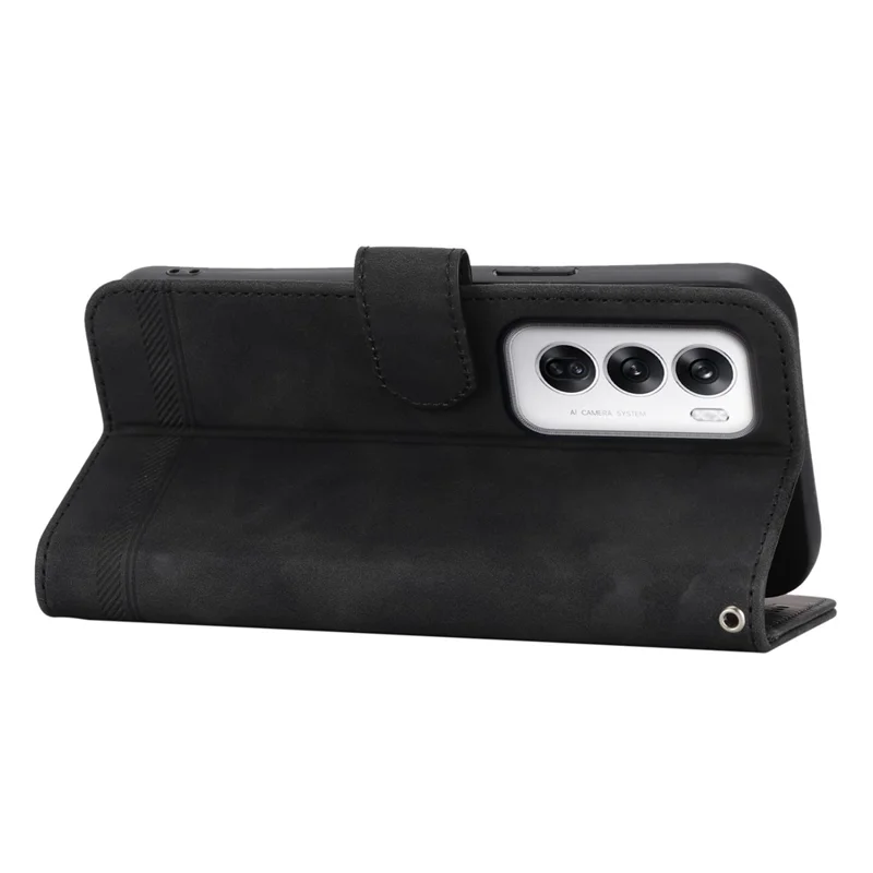 DIERFENG DF-03 para Oppo Reno12 5G (Global) Funda protectora de cuero con cartera y tapa del teléfono - Negro