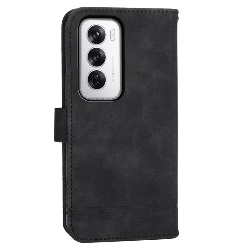 DIERFENG DF-03 para Oppo Reno12 5G (Global) Funda protectora de cuero con cartera y tapa del teléfono - Negro