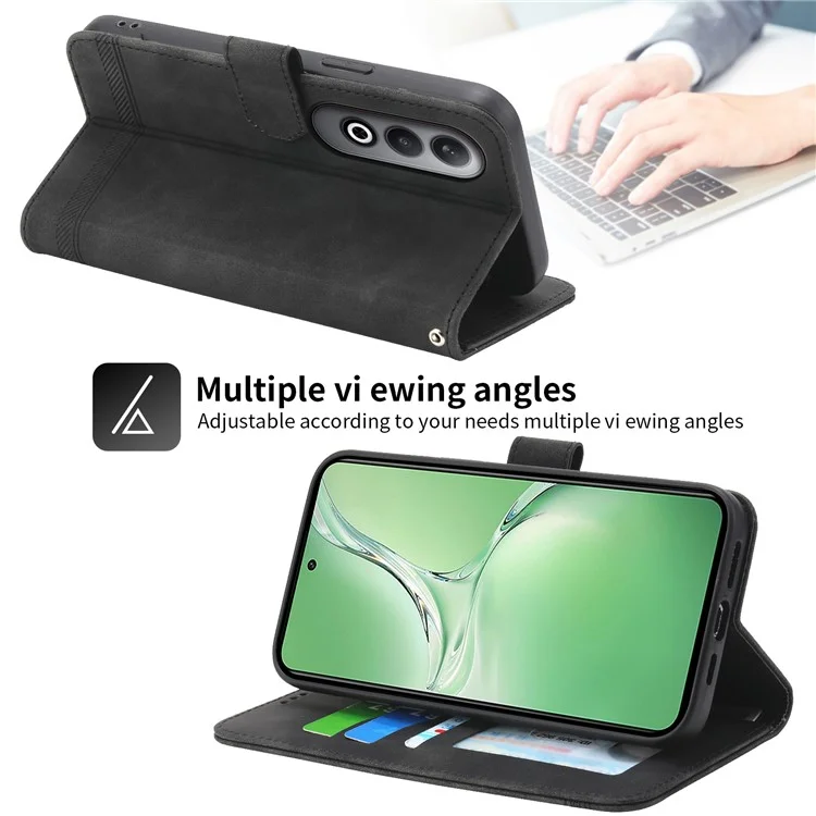 DIERFENG DF-03 Para Oppo K12 / OnePlus Nord CE4 5G Capa Carteira Anti-Queda Couro Telefone Capa - Preto
