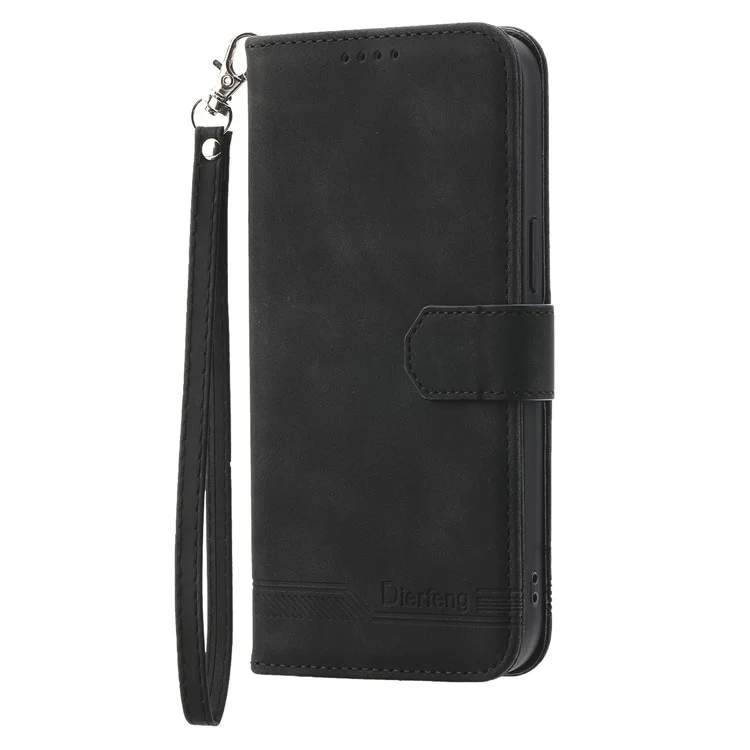 DIERFENG DF-03 Para Oppo K12 / OnePlus Nord CE4 5G Capa Carteira Anti-Queda Couro Telefone Capa - Preto