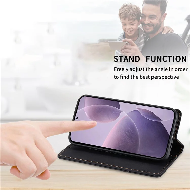 DF-05 For Xiaomi Poco F6 Pro 5G / Redmi K70 5G / K70 Pro 5G Caso com Bloqueio RFID Capa de Couro PU - Preto