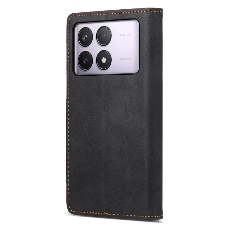 DF-05 For Xiaomi Poco F6 Pro 5G / Redmi K70 5G / K70 Pro 5G Caso com Bloqueio RFID Capa de Couro PU - Preto