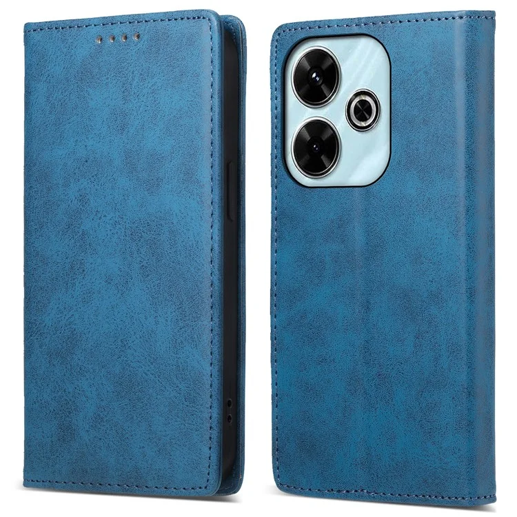 DF-05 Para Xiaomi Redmi 13 4G / 5G / Note 13R 5G / Poco M6 4G Capa RFID Blocking Leather Phone Shell - Azul