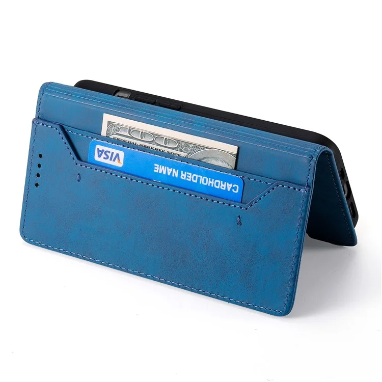 DF-05 Para Xiaomi Redmi 13 4G / 5G / Note 13R 5G / Poco M6 4G Capa RFID Blocking Leather Phone Shell - Azul