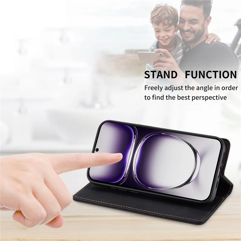 DF-05 Pour Oppo Reno12 5G (Global) Étui de téléphone RFID Blocking PU Cuir Flip Cover - Noir