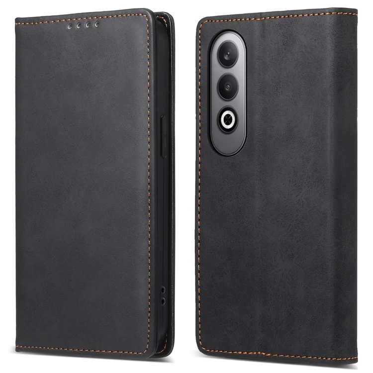Capa carteira de couro PU com bloqueio RFID para Oppo K12 / OnePlus Nord CE4 5G - Preto
